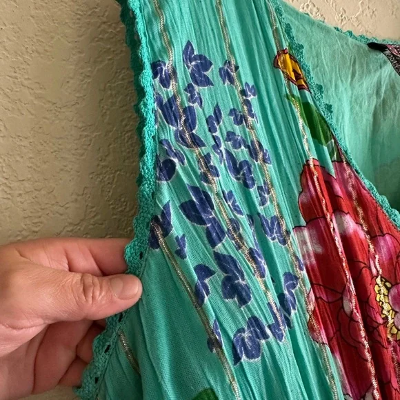 Anthropologie Me 2 Magic Floral Maxi Dress Tropical Resort-wearViscose M Summer - Picture 11 of 12